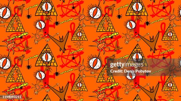 cartoon funny seamless illustration - mystic. - egyptian tomb background stock illustrations