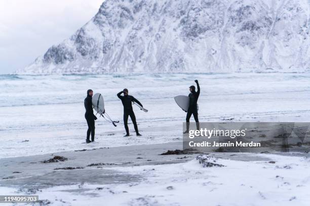 extreme sport surfing on glacier sea - sweden snowboarding stock pictures, royalty-free photos & images