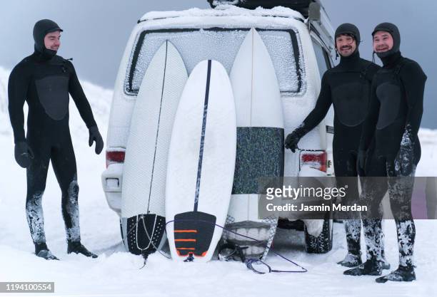 nordic surf van winter surfers - sweden snowboarding stock pictures, royalty-free photos & images