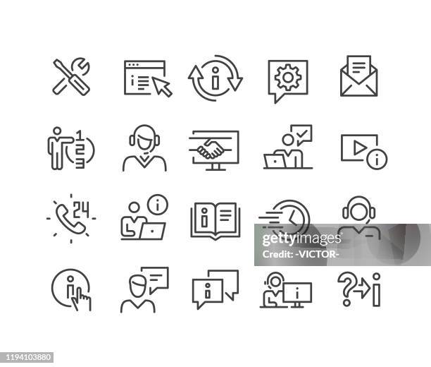 stockillustraties, clipart, cartoons en iconen met support service icons-classic line serie - administrateur