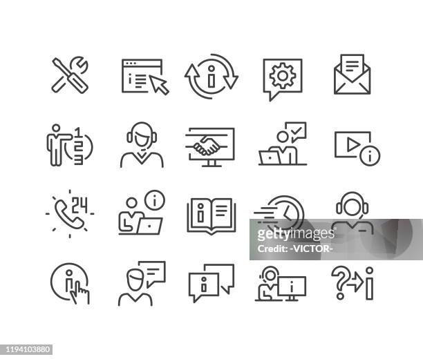 support service icons - classic line series - call centre digital stock illustrations