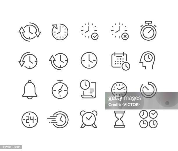 ilustrações de stock, clip art, desenhos animados e ícones de time icons set - classic line series - temporizador