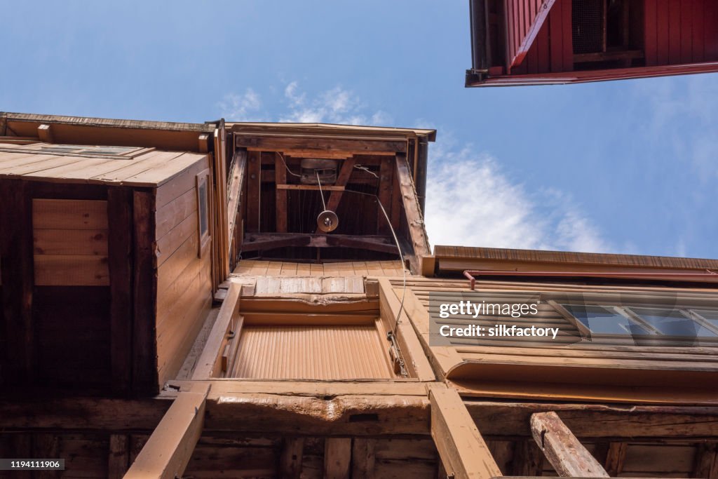 Pulley at an 18th century storehouse at Bryggen wharf in Bergen in Norway