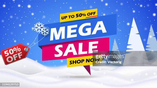 mega sale banner - freeze tag stock illustrations