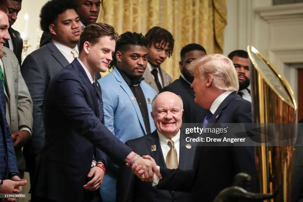 President Trump Welcomes College Football Champions LSU Tigers To The White House