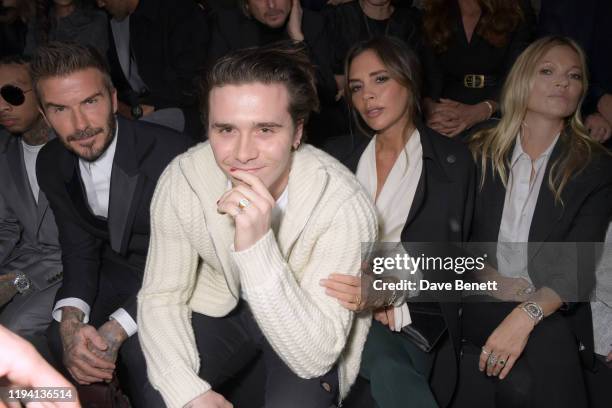 David Beckham, Brooklyn Beckham, Victoria Beckham and Kate Moss attend the Dior Homme Menswear Fall/Winter 2020-2021 show as part of Paris Fashion...