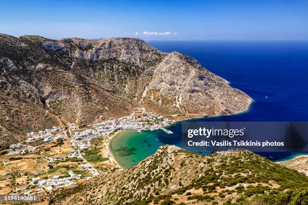 view from agios symeon church - sifnos stock-fotos und bilder