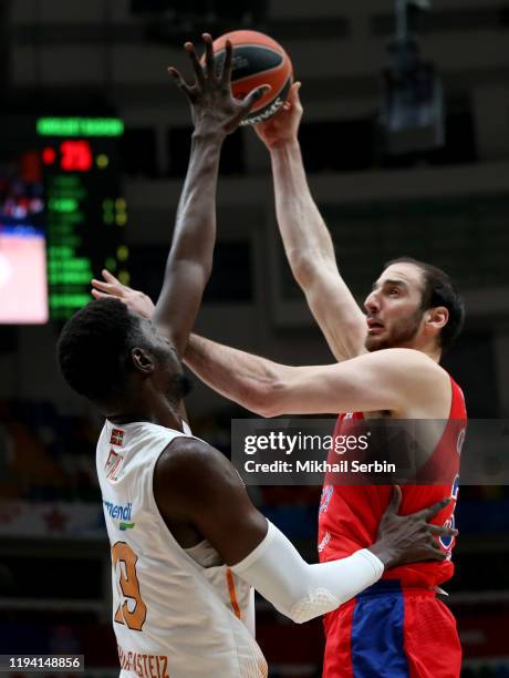 Kosta Koufos, #31 of CSKA Moscow competes with Youssoupha Fall, #19 of Kirolbet Baskonia Vitoria Gasteiz in action during the 2019/2020 Turkish...