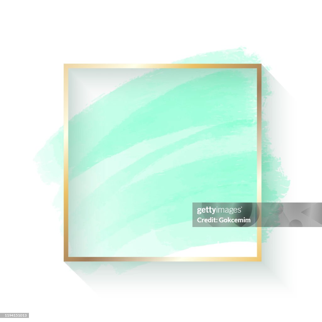 Abstract Blue Turquoise Colored Paint Brush Stroke With Gold Frame Isolated  On White Background Design Element For Greeting Cards And Labels Abstract  Modern Blue Turquoise Colored Background High-Res Vector Graphic - Getty
