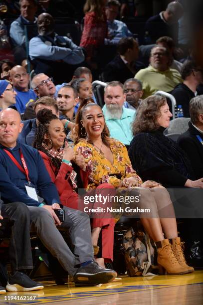 Broadcaster Ros Gold-Onwude and Felicia Horowitz look on during the game between the Golden State Warriors and the Denver Nuggets on January 16, 2020...