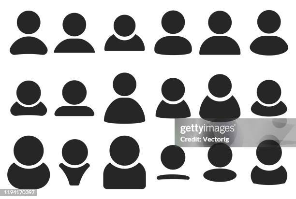 stockillustraties, clipart, cartoons en iconen met eenvoudige mensenhoofden icon set - profiel