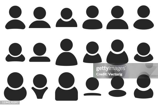 simple people heads icon set - anonymous avatar stock illustrations