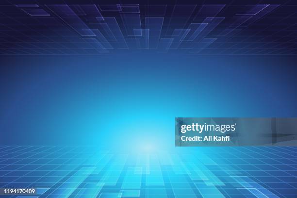 abstract futuristic technology geometric background - perspective background stock illustrations