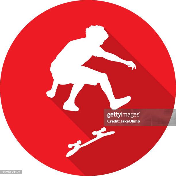skateboarder icon silhouette - kickflip stock illustrations