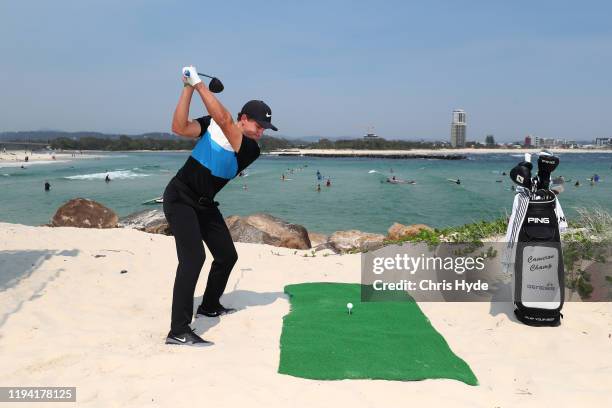 Cameron Champ during a media opportunity ahead of the 2019 PGA Championship at Currumbin Alley on December 16, 2019 in Gold Coast, Australia.
