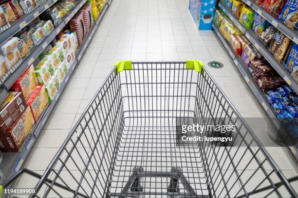 high angle view of shopping cart - cart bildbanksfoton och bilder