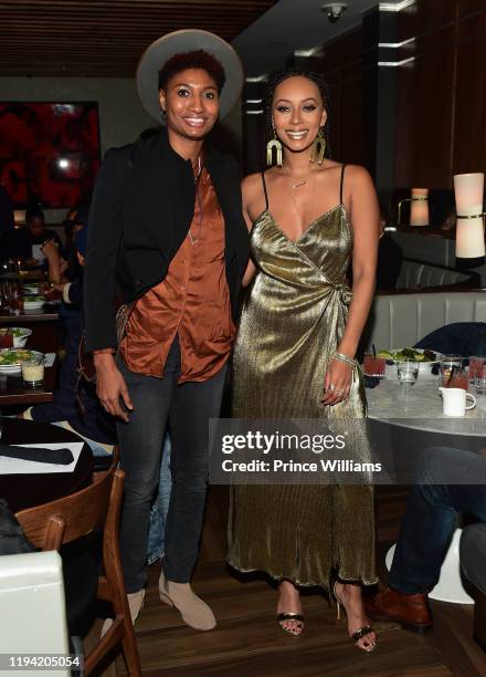 Angel McCoughtry and Keri Hilson attend Keri Hilson Private Birthday Dinner at Agency Phipps Plaza on December 12, 2019 in Atlanta, Georgia.