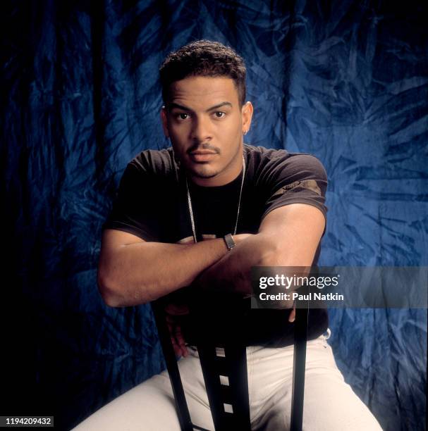 Portrait of American R&B singer and actor Christopher Williams as he poses during a photo shoot in a studio, Chicago, Illinois, September 12, 1992.