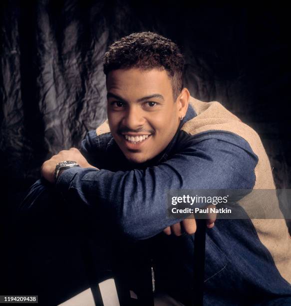 Portrait of American R&B singer and actor Christopher Williams as he poses during a photo shoot in a studio, Chicago, Illinois, September 12, 1992.