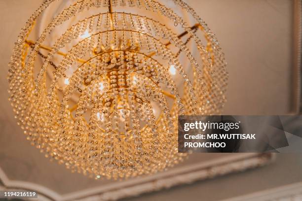 beautiful chandelier - crystal chandelier stock pictures, royalty-free photos & images
