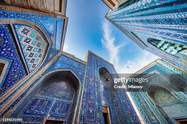 shah-i-zinda mausoleum samarkand uzbekistan shohizinda necropolis - samarkand stock pictures, royalty-free photos & images