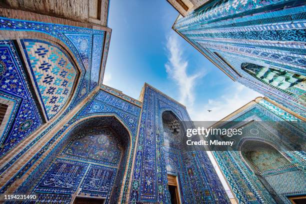 shah-i-zinda mausoleum samarkand uzbekistan shohizinda necropolis - silk road stock pictures, royalty-free photos & images