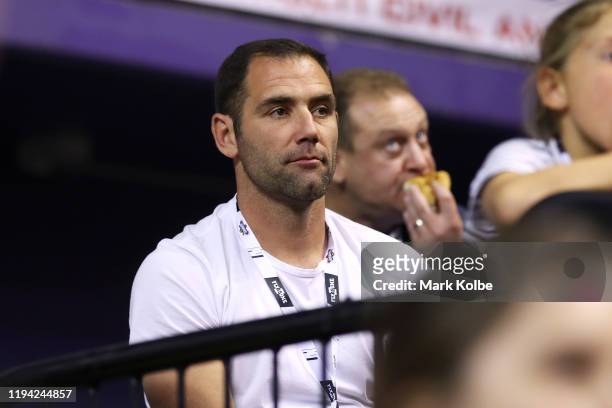 Rugby league player Cameron Smith watches on from the crowdvduring the round 11 NBL match between the Illawarra Hawks and Melbourne United at WIN...