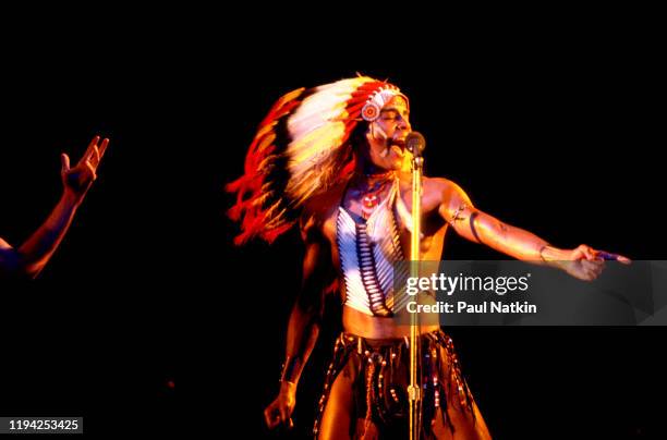 American Disco vocalist Felipe Rose, of the group the Village People, performs onstage at the Chicago Stadium, Chicago, Illinois, June 21, 1979.