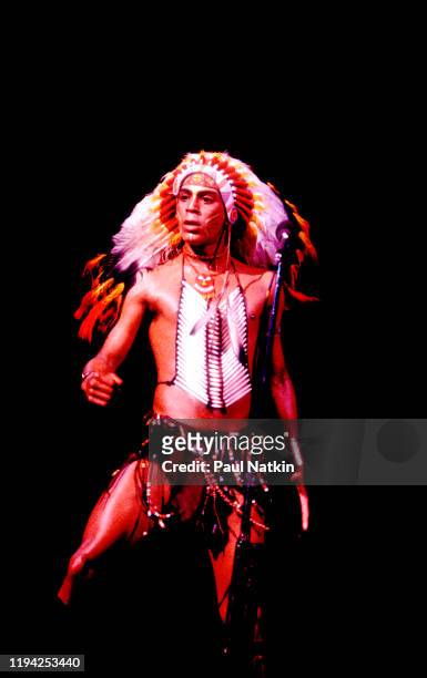 American Disco vocalist Felipe Rose, of the group the Village People, performs onstage at the Chicago Stadium, Chicago, Illinois, June 21, 1979.