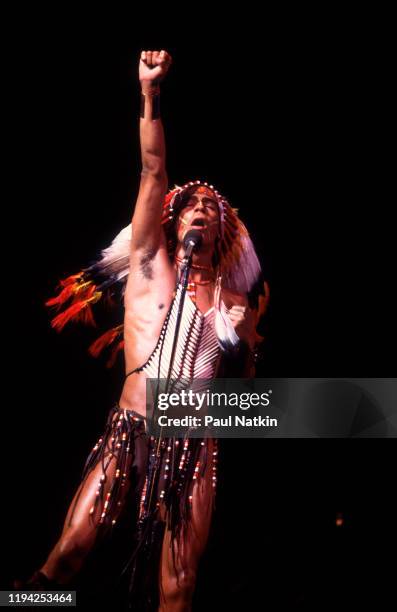 American Disco vocalist Felipe Rose, of the group the Village People, performs onstage at the Chicago Stadium, Chicago, Illinois, June 21, 1979.