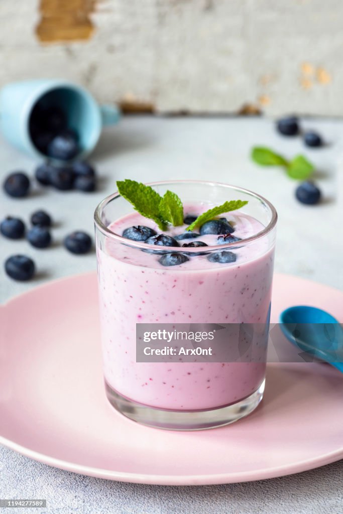 Blueberry smoothie in a glass