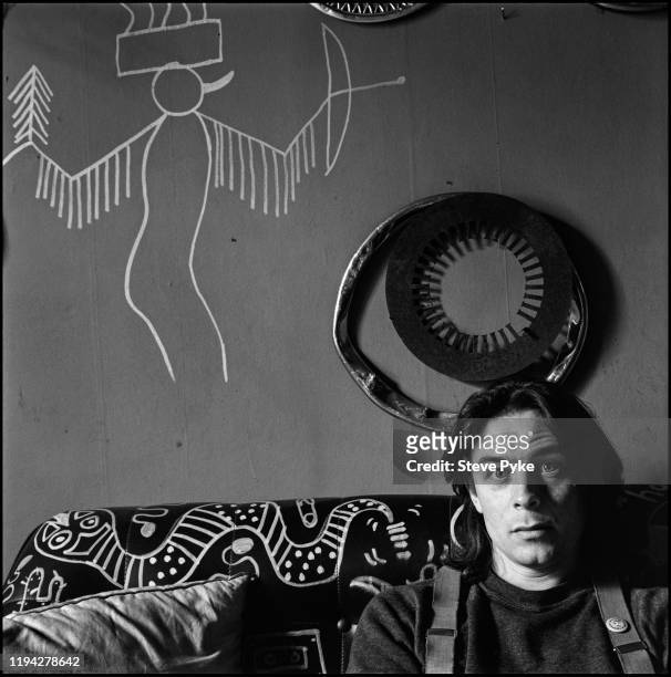 British artist Dave Baby at his home on Railton Road, Brixton, London, 8th August 1984.