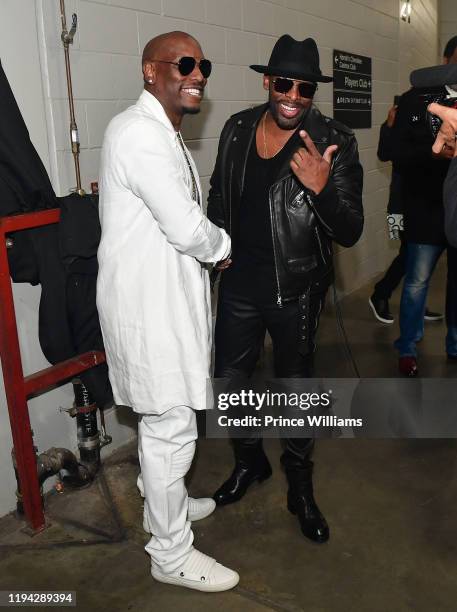 Tyrese and Joe backstage at 2019 V-103 Winterfest at State Farm Arena on December 14, 2019 in Atlanta, Georgia.