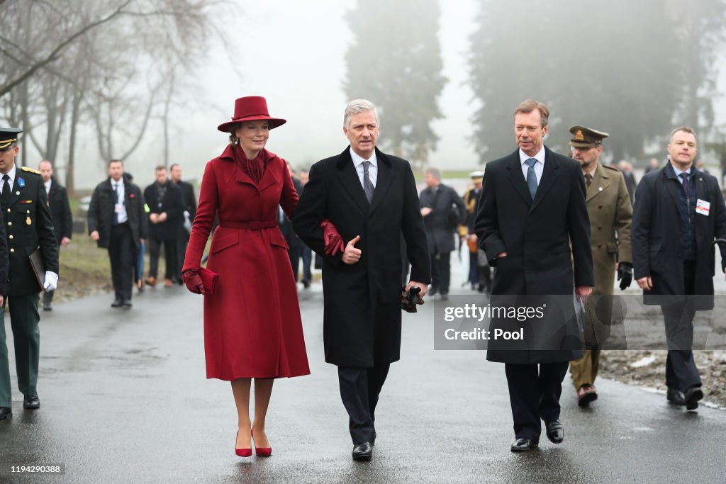 King Philippe Of Belgium And Queen Mathilde Attend The 75th Battle Of The Bulge Anniversary Remembrance Ceremony In Bastogne