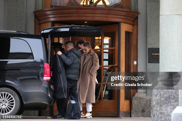 Guest is seen prior to the wedding prepartion of Stavros Niarchos III. And Dasha Zhukova on January 17, 2020 in St Moritz, Switzerland.