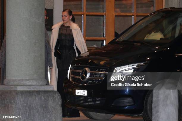 Guest is seen prior to the wedding preparation of Stavros Niarchos III. And Dasha Zhukova on January 17, 2020 in St Moritz, Switzerland.