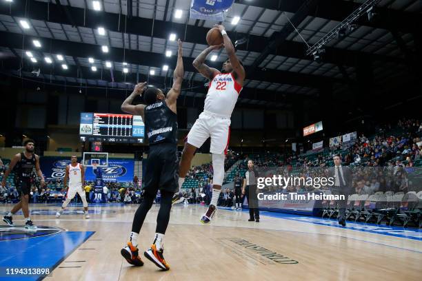 Xavier Rathan-Mayes of the Agua Caliente Clippers shoots the ball during the first quarter against the Texas Legends on January 14, 2020 at Comerica...