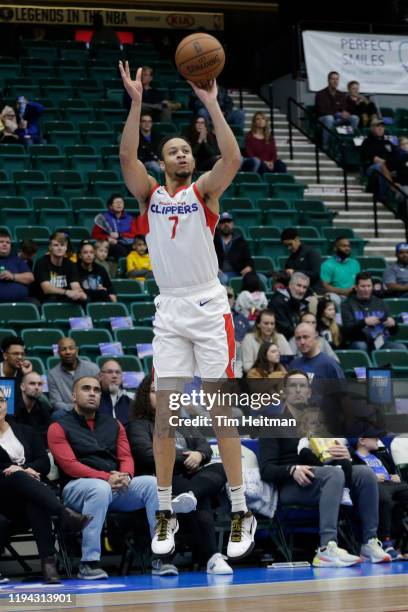 Amir Coffey of the Agua Caliente Clippers shoots the ball during the first quarter against the Texas Legends on January 14, 2020 at Comerica Center...