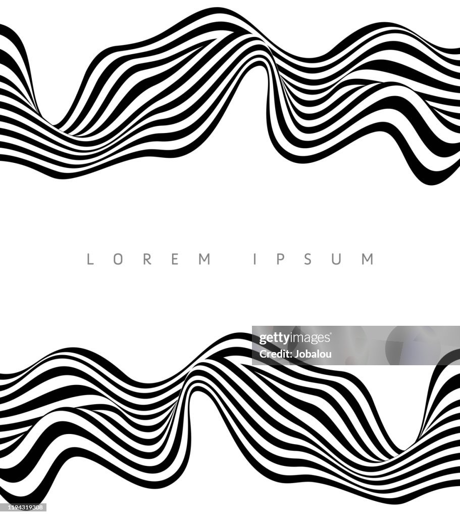 Abstract Stripe Wave Black and White Background Design
