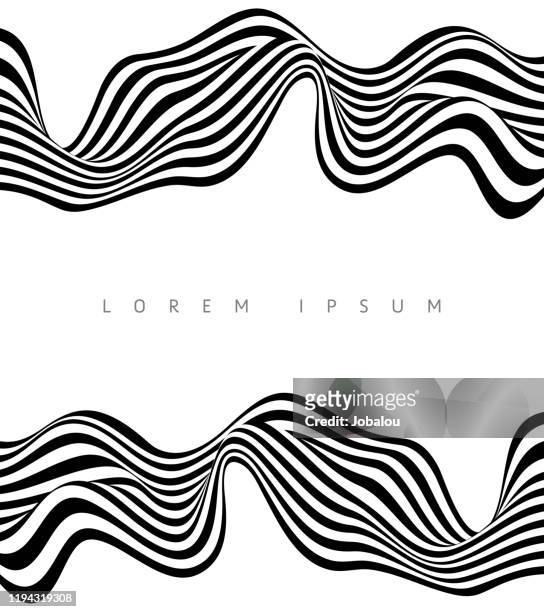 abstract stripe wave black and white background design - in a row stock illustrations