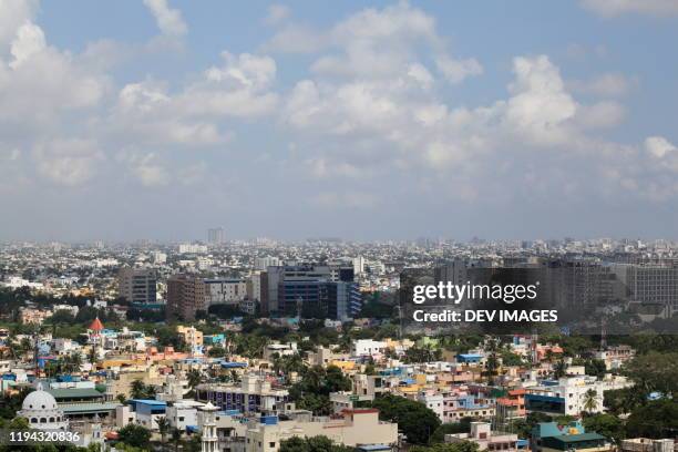 aerial view of indian popular city chennai - chennai stock pictures, royalty-free photos & images