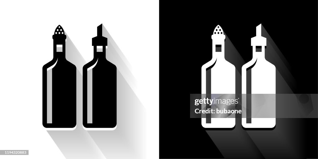 Oil & Vinegar Black and White Icon with Long Shadow