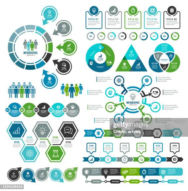 set of infographic elements - number 3 icon stock illustrations