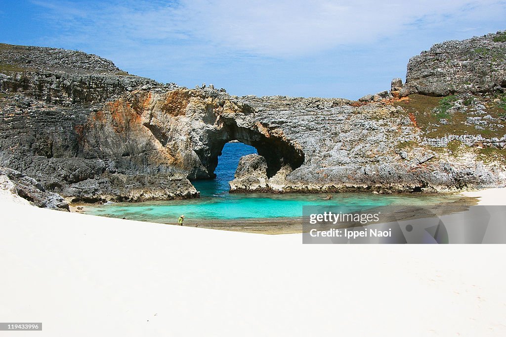 Clear lagoon and white sand tropical beach, Japan