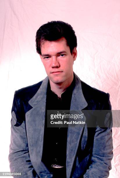 Portrait of American Country musician Randy Travis as he poses backstage at the Poplar Creek Music Theater, Hoffman Estates, Illinois, May 24,1987.