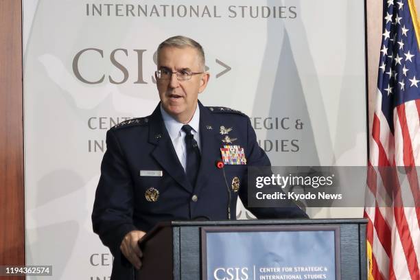 Gen. John E. Hyten, vice chairman of the U.S. Joint Chiefs of Staff, speaks at a think tank in Washington on Jan 17, 2020.