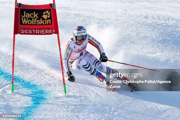 Viktoria Rebensburg of Germany competes during the Audi FIS Alpine Ski World Cup Women's Giant Slalom on January 18, 2020 in Sestriere Italy.