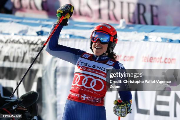 Federica Brignone of Italy takes 1st place during the Audi FIS Alpine Ski World Cup Women's Giant Slalom on January 18, 2020 in Sestriere Italy.