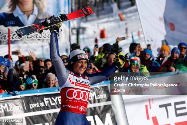 Federica Brignone of Italy takes 1st place during the Audi FIS Alpine Ski World Cup Women's Giant Slalom on January 18, 2020 in Sestriere Italy.