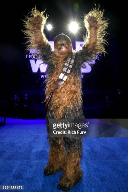 Chewbacca attends the Premiere of Disney's "Star Wars: The Rise Of Skywalker" on December 16, 2019 in Hollywood, California.
